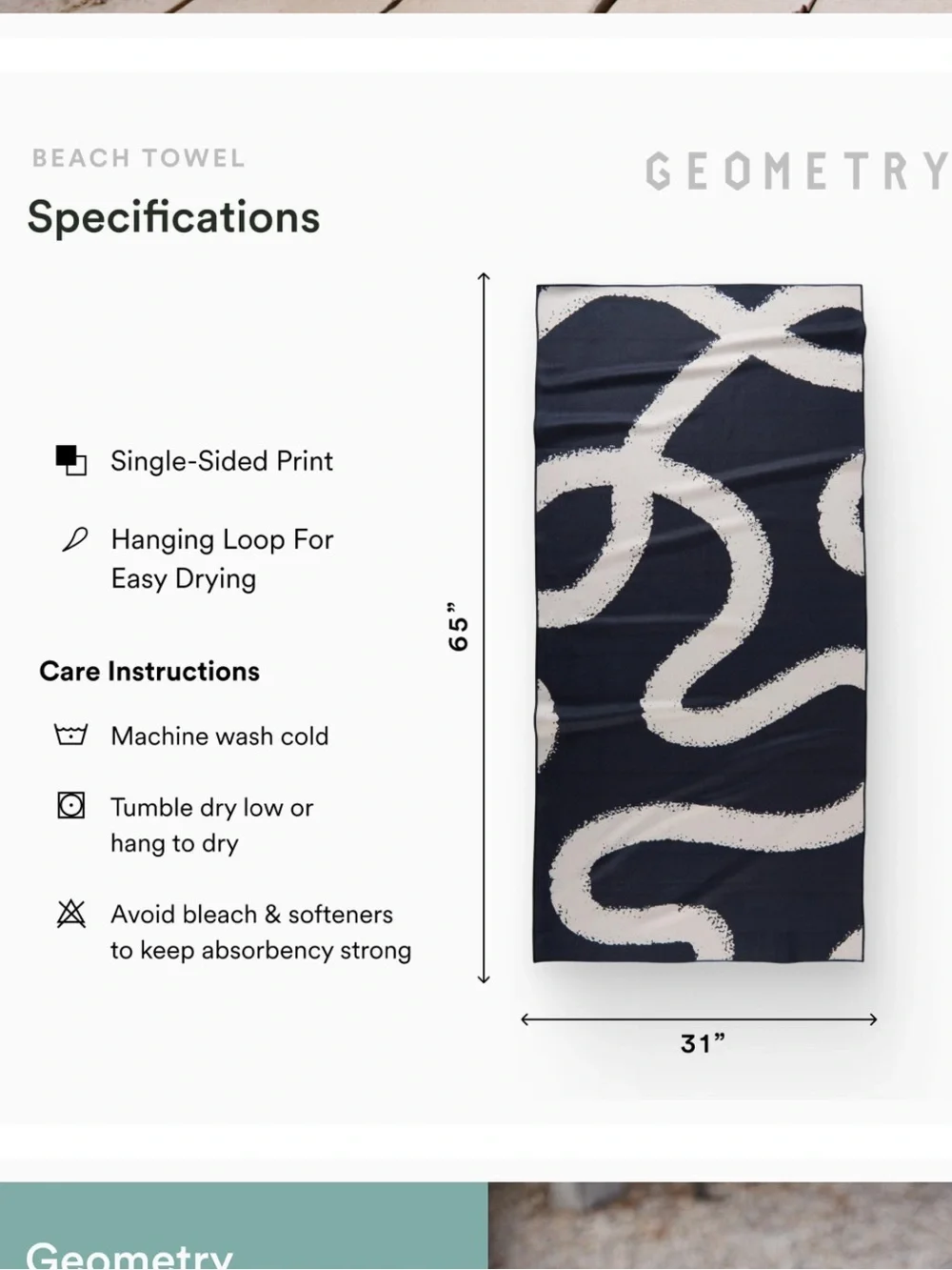 〰️GEOMETRY Micro-Loop Beach Towel – Quick-Dry, Sand-Resistant (Wind Down)